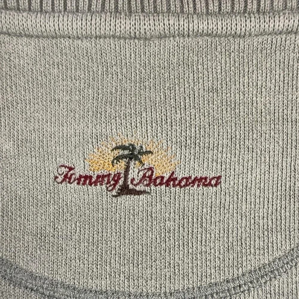 Tommy Bahama Sweater Mens Medium Green 1/4 Zip Mock Neck Cotton Knit Pullover